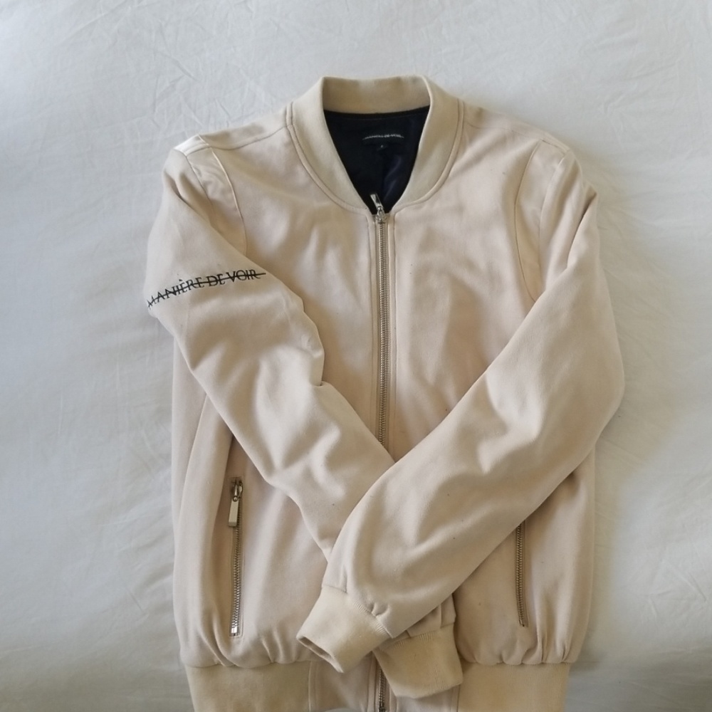 Faux Suede Velvet Jacket Beige
